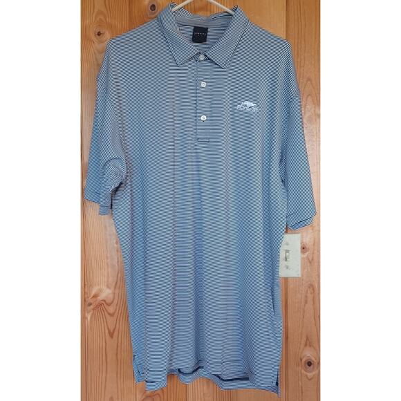 Pohl Cat Dunning Golf Polo Mens XXL Blue and White Stripe Comfort Stretch Fabric - Picture 3 of 9